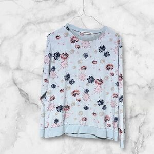 Gold spoon light blue dandelion Floral Print Women's Top Blue and Pink medium